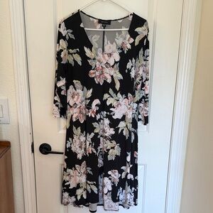 Karen Kane Black Floral Midi Dress